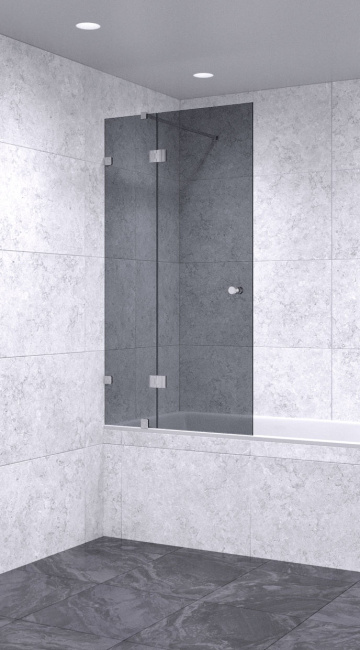 Шторка на ванну 1000х1900 тонированная, профиль матовый хром | Фантазия Стекла