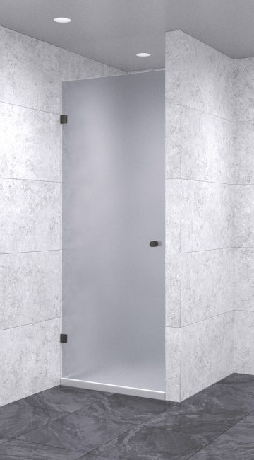 Душевая дверь в нишу распашная 700х1800 матовая, профиль черный | Фантазия Стекла