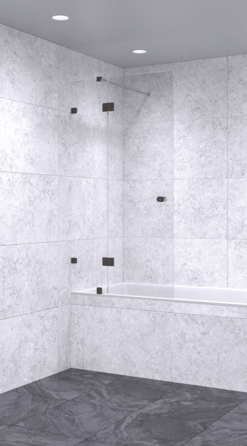 Шторка на ванну 1000х1900 осветленная, профиль черный | Фантазия Стекла