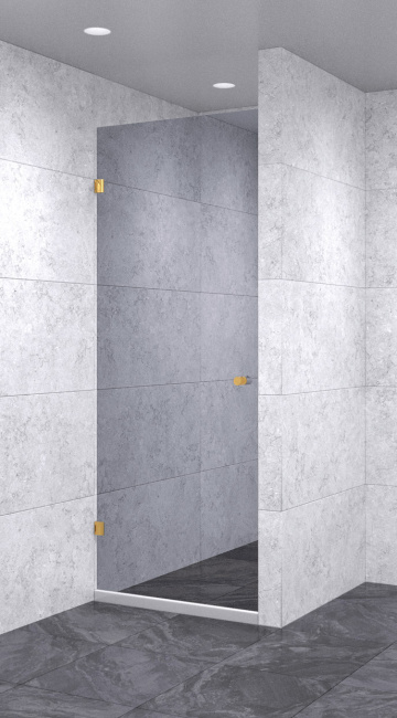 Душевая дверь в нишу распашная 800х1600 зеркальная, профиль золото | Фантазия Стекла