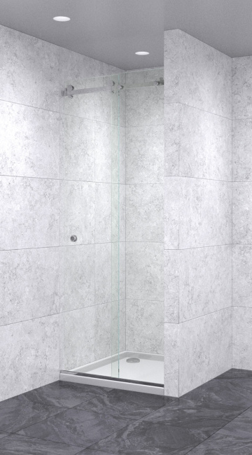 Душевая дверь в нишу раздвижная 600х600х1800 бесцветная, профиль хром | Фантазия Стекла