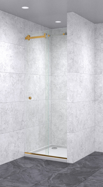 Душевая дверь в нишу раздвижная 550х550х1900 бесцветная, профиль золото | Фантазия Стекла