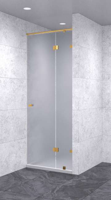 Душевая дверь в нишу с добором распашная  900х1900 матовая, профиль золото | Фантазия Стекла