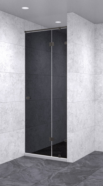 Душевая дверь в нишу с добором распашная 800х1900 черная, профиль черный  | Фантазия Стекла
